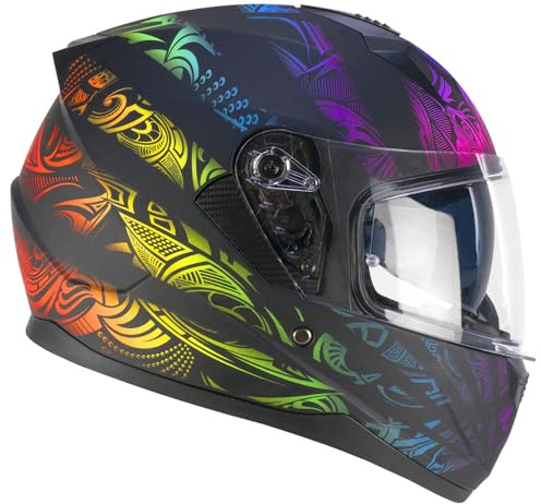 SKA-P Helm Full Face 3MHS Speeder Rainbow schwarz grün rot matt XS (53-54 cm)