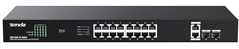 Tenda TEG1120P-16-250W, Switch PoE Gigabit a 16 porte compatibile con dispositivi IEEE 802.3af/at, switch PoE+ non gestito montabile su rack, con 16 porte PoE+@230W e 2 porte RJ45 e 2 slot SFP