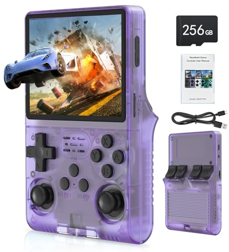 FVBADE 【30000 in 1】 R40S PRO Handheld Game Console 3.5 inch IPS Screen Mini Retro Console 3800mAh Portable Pocket Arcade 12+ Mainstream Emulator 256G TF Card Transparent