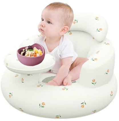 Baby Aufblasbarer Sitz Für Babys 3-36 Monate, Säugling Rückenstütze Sofa Mit Tablett, Aufblasbarer Baby-Stuhl Mit Eingebauter Luftpumpe, Baby Dusche Stuhl Baby-Bodensitze Zum Aufsitzen