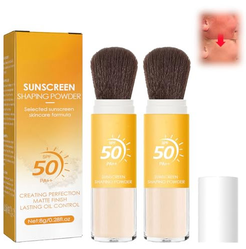 LFCFBH 2PCS SPF 50 Mineral Powder Sunscreen for Scalp, Powder for Face Oil Control, Lasting Lightweight Breathable