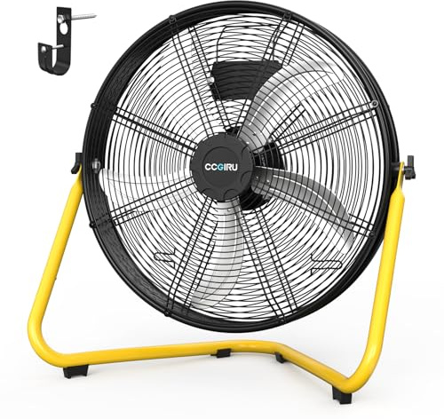 CCGIRU 20 High Velocity Floor Fan, 5500 CFM 3-Speed Industrial Shop Fan with Wall-Mounting System,Heavy Duty Metal Fan for Workshop, Garage and Warehouse - UL Safety Listed