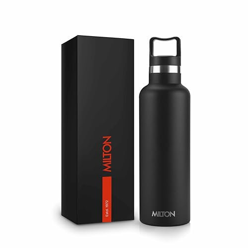 Milton 24 oz Stainless Steel Insulated Water Bottle, Leakproof, 12 Hours Hot, 24 Hours Cold, Double Walled Vacuum Metal for Sports, Gym, Travel Friendly, Dishwasher Safe, Haruki 800