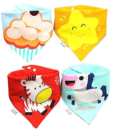 WATIIFUFU 4stücke Babylätzchen Dreieckstücher Aus Baumwolle Spucktuch Für Speicheltuch Mit Cartoon-design Für Neugeborene Und Kleinkinder