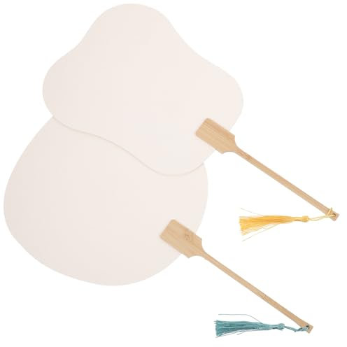 OKUMEYR 2er Satz Diy Chinesische Papierfächer Doppelseitig Aus Reis Und Kartonpapier Mit Griff Für Zeichnen Hochzeit Party Boho Deko