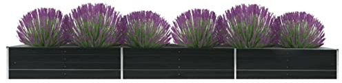 Xichuzi Garten-Hochbeet Verzinkter Stahl 480x80x45 cm Anthrazit, Palettenrahmen, Hochteich, Gemüsebeet, Kräuterregal Balkon, Blumenbeet, Kräuterspirale, Tomatenbeet, Pflanzhochbeet - 47067