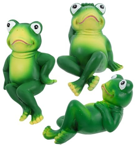 Milisten 3 Pièces Statue De Grenouille Résine Décorations De Jardin Mini Grenouille Extérieur Ornements De Jardin