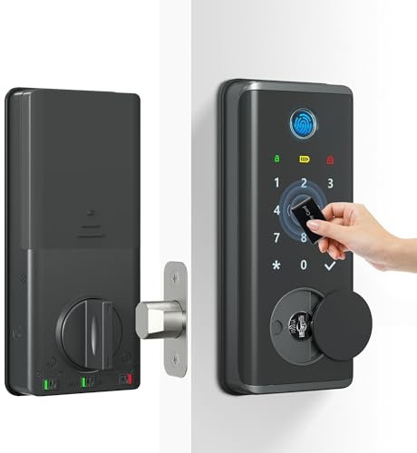 TenixLox Schlüsselloses Türschloss, digitale Codeschlösser, kann durch Fingerabdruck, Passwort, Karte, Schlüssel und App entriegelt werden, geeignet für Haustür, Zuhause