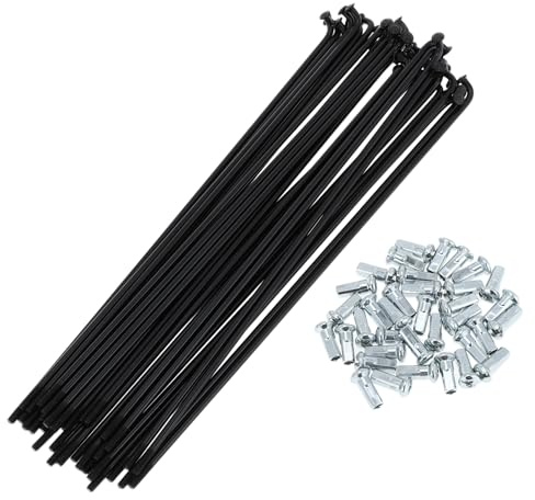 A ABSOPRO Raggi per Bicicletta 12G, Raggi per Ruota Bici in Acciaio al Carbonio, Nero, 36 Pezzi