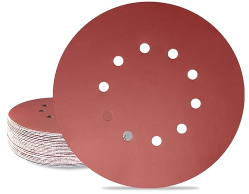 Meccion 225mm Schleifpapier Klett 25 Stück Schleifscheibe Körnung 10 Loch Rund Schleifpapier für Trockenbauschleifer Exzenterschleifer Schleifgiraffe (1500 Körnung)