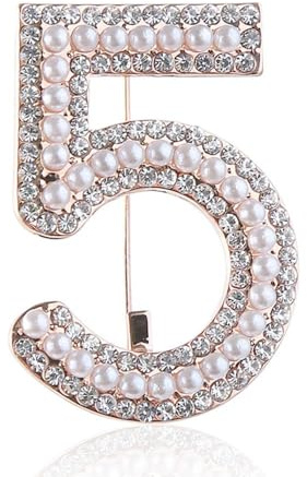 Perles De Cristal Numéro Chanceux Cinq Broche Pour Femmes Mode Hommes Épinglettes à Revers Épinglette Corsage Épinglette Strass Épinglette Pour Mariage Banquet Vêtements Insigne Bijoux