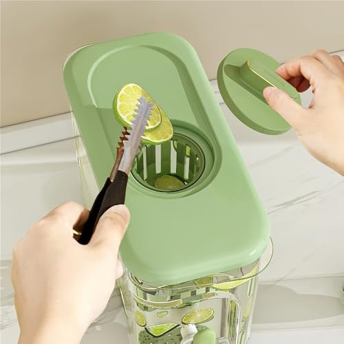 Brocca d'acqua 4L Juice Jug Beverage Gallon Cold Water Pitcher Large Capacity Cold Kettle Portable Water Dispenser Refrigerator Water Container Brocca in Vetro(Green)
