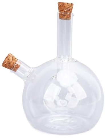 Fockety Oliera e acetiera, 2 in 1 bicchiere con doppio beccuccio per olio e aceto Bottiglia dispenser per olio d'oliva e aceto Bottiglia dispenser per olio d'oliva e aceto a bocca larga