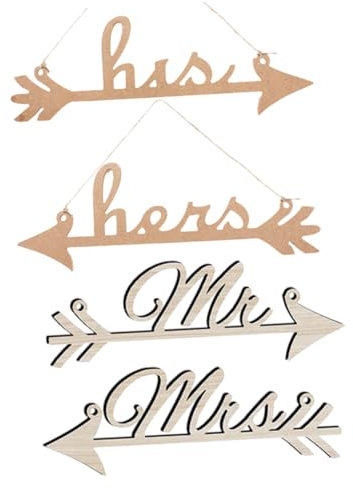 POPETPOP 4pièces Panneaux Bois Directionnels His Hers pour Mariage Décoration Originale Bois pour Événements Et Accueil pour Décorations De Mariage Et Signalisation