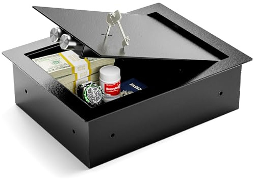 KornerBatl Floor Safe, 0.405 cu.ft Hidden Security Floor Safe For Home With Key Lock