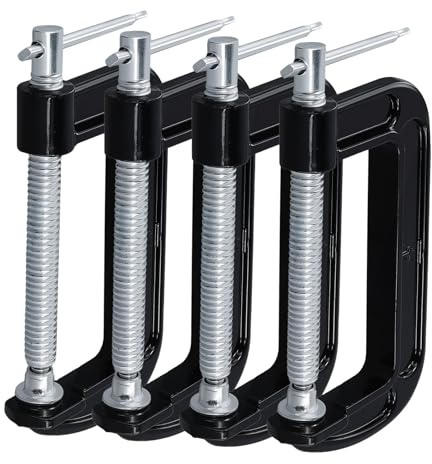 JIAYUET 4 Piece G Clamp Set,4inch/100mm Heavy Duty Black C Clamps for Woodworking and Welding