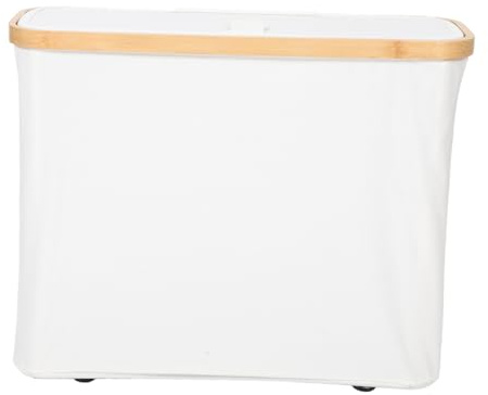 UTHCLO Beige Fabric Toilet Paper Storage Basket Lid, Dustproof Waterproof Tissue Holder Bin for Bathroom Organizer, Slim Large Capacity Decorative Shelf Box