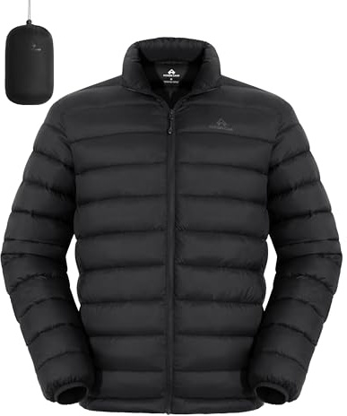 Pioneer Camp Veste matelassée homme - Veste de transition légère et chaude style doudoune, imperméable et coupe-vent, manteau d'hiver avec 4 poches, pliable pour loisirs, randonnée et voyage