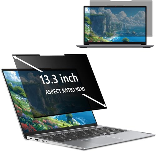 KiimLaa Filtre de Nano-adhésif Confidentialité pour 13,3 Pouces, Filtres d'écran Anti UV Anti-Lumière Bleu pour Portable pour HP/Dell/Lenovo/Samsung/ASUS/Acer, Anti Espion Protection pour 13,3”16:10