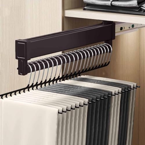 OWOHYG Barra portaoggetti Retrattile per Abiti - Porta Pantaloni Estraibile, Ideale per Guardaroba Scorrevole, Asta Porta Asciugamani per Guardaroba Scorrevole (Marrone 45 cm)