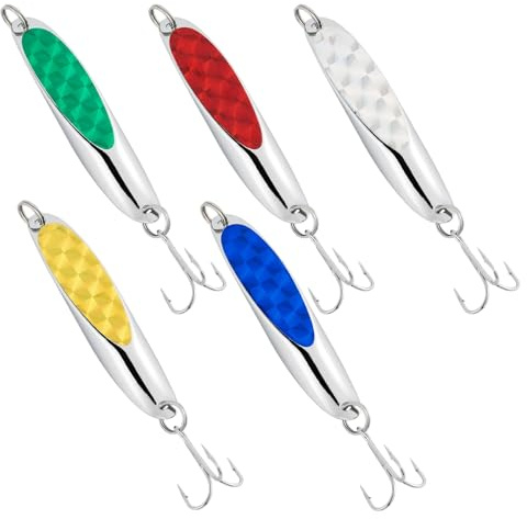 Renopfect Esca da pesca - Cucchiaini da pesca - Esche lucide rotanti in acciaio inox 5 pezzi per la pesca di papà, pesatori, mariti e uomini avventurosi