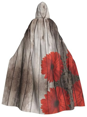 FEYUNYAN Cape à capuche pour adultes, dahlia rouge à fleurs, accessoire de costume gothique, sorcière, vampire, fermeture à nouer réglable, cape en polyester doux pour cosplay et fêtes d'Halloween