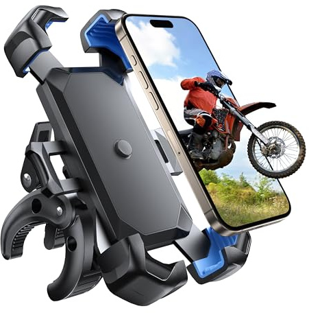 Aevorant Support Téléphone Universel pour Moto & Vélo | Porte-Smartphone ABS Noir pour Guidon (1.8-3.4cm) | Compatible Phone, & Smartphones 4.7-7 avec Coques