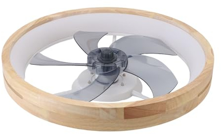 Alomejor Ventilatore da Soffitto a LED con Luce Regolabile, Telecomando, 6 velocità per Soggiorno, Camera da Letto, Legno Massello, Ventilatore da Incasso