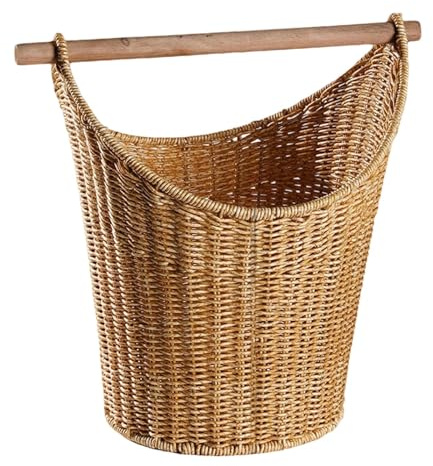 LOVIVER Cesta para Guardar Papel Higiénico con Barra Rollos, Cestas Almacenaje Ahorra Espacio, Cesta de Almacenamiento de Mimbre, Elegante Decoración para el Hogar, Organizador de Papel Higiénico