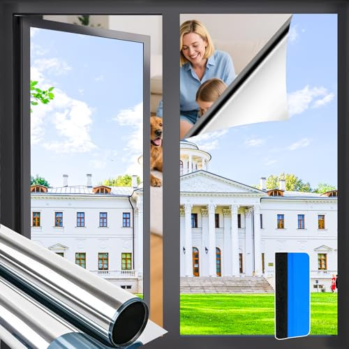 Zindoo Hitzeschutzfolie Fenster Fensterfolie Spiegelfolie 105x120cm