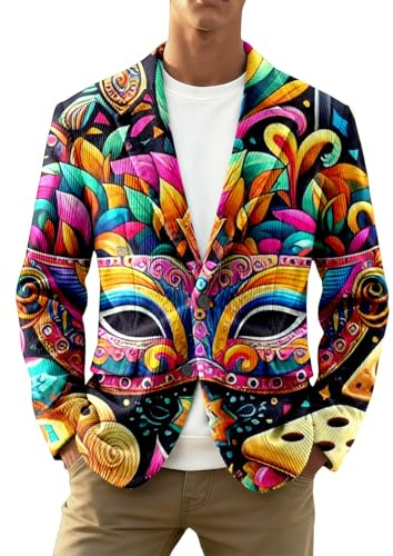 Blazer Uomo Casual, Giacca in Corduroy con Paillettes Print per Uomo Festa Notturna Celebrazione e Eventi Formali con Design Elegante