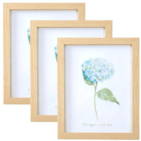A4 Picture Frame, 3 Pack Wooden Picture Frames with Glass Window 21x29.7cm | A4 Photo Frame, A4 Frame Brown for Home OfficeTable Top and Wall Mounting (Brown)