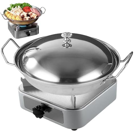 HonJiekomy 24cm Alkoholkocher, Spirituskocher Mit Topfs Und Topfdeckel, Mini Camping Picknick Alkohol Herd, Alkohol Herd Spiritus Brenner Für Camping Wandern Ausflug Reise