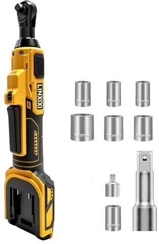 L1NXIXI Cordless Ratchet Wrench 3/8 inch for DEWALT 20V Max Battery, Electric Ratchet Wrench with 45 Ft-Lbs Torque, Variable Speed, with LED Light & 7 Sockets (Tools Only)