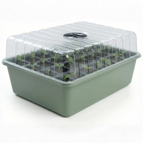 FIXINGS DIRECT] 28 Cell Deep Root Trainer Seed Tray with Ventilated Propagator Lid 12cm Deep Split Cells Reusable Seed Starting Tray for Strong Roots Sweet Peas Beans Vegetables Cuttings (1 Pack)