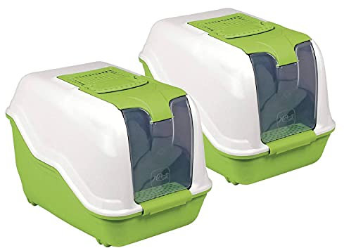PETGARD Confezione economica da 2 toilette per gatti XXL NETTA MAXI bianco-verde