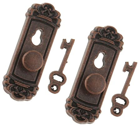 Fenteer Miniatur Türschlösser und Schlüsseln Kit für 1/12 Puppenhaus DIY Herstellung Zubehör - 2 Sets