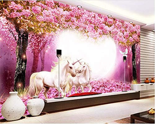 Maßgeschneiderte 3d wallpaper Warm Taoyuan Woods Weißes Pferd Einhorn 3D TV Kinderzimmer Hintergrund Wandtapete 3d, 430 * 300