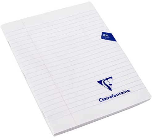 Clairefontaine 303745C Un Cahier Agrafé Mimesys - 17x22 cm - 96 Pages Lignées avec Marge - Papier Blanc 90 g - Couverture Polypro - Couleur Aléatoire