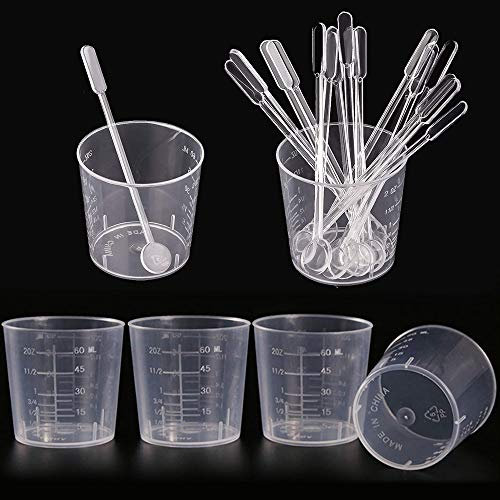 30 pacco 60ml bicchiere di miscelazione di plastica misurini chiaro tazze laureato con 30 confezioni ancorette bastoni kit miscelazione di plastica per mescolare la resina epossidica vernice macchia