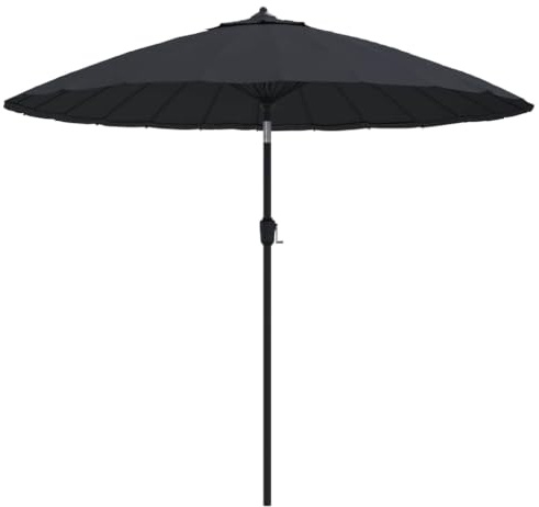 vidaXL Sonnenschirm mit Aluminium-Mast Kurbelsystem Ampelschirm Gartenschirm Marktschirm Strandschirm Schirm Balkon Garten Terrasse 270cm Schwarz
