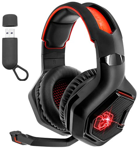 EMPIRE GAMING - WarCry P-W1 Casque Gamer sans Fil WiFi avec Microphone - PS5, PS4, PC, Mac, Xbox, Switch - 2.4 GHz Wireless - Son Stéréo Surround - LED Rouge - 3.5mm Jack