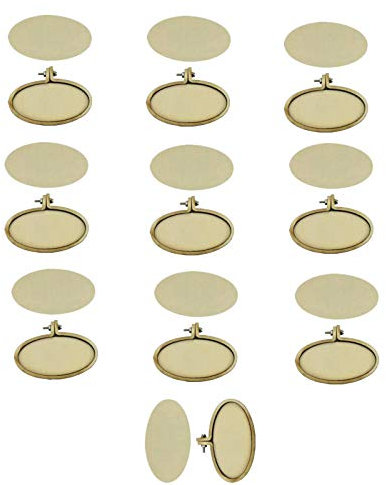 Sanmum Mini Stickrahmen Stickringe Holzstickrahmen, Kreis Sewing Kit Rahmen Handwerk mit verschiedenen Formen für Schmuckherstellung DIY Deko (Horizontal Oval Form-6.7cm*3.2cm)
