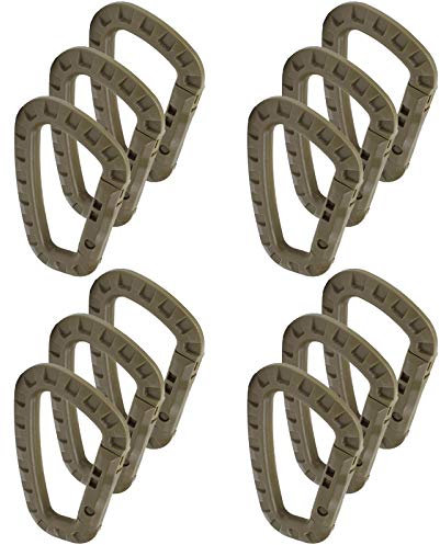 Sports Karabiner Haken Schnapphaken Rucksack Karabiner Clip Verschluss Haken Klettern Clips Snap für Tasche Gepäck Camping Reisen und Wandern Schlüsselanhänger Outdoor 12 Stück Set (Schlammfarbe)