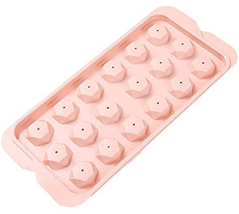 MARMODAY Bandejas de cubitos de hielo con tapa, moldes de silicona apilables y duraderos para cubitos de hielo reutilizables con diamante rosa 18 celosía