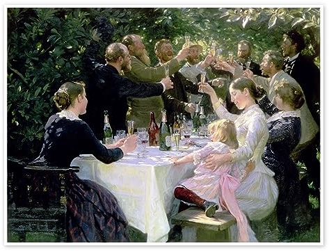 Hipp, hipp, hurra! Konstnärsfest på Skagen Poster av Peder Severin Krøyer 90 x 70 cm Grön Tavlor Väggdekoration