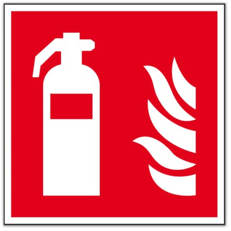 Schild Feuerlöscher PVC Premium Qualität lange nachleuchtend | 15 cm x 15cm selbstklebend | Symbolschild Quadratisch vollflächig | Qualitative Verarbeitung für lange Haltbarkeit