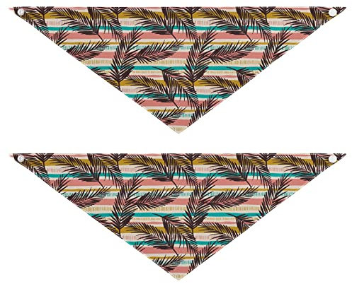 2 Stück Hundehalstücher Haustier Bandana Schal Druckknopf Dreieck Lätzchen Halstuch Set Haustier Urlaub Zubehör Dekor für kleine bis große Welpen Hunde Katzen kleine tropische Blätter