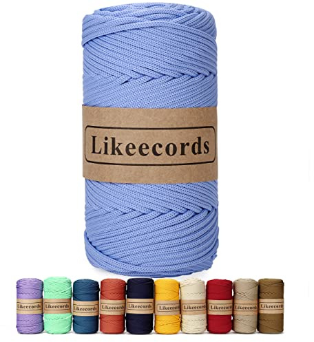 Likeecords Poliestere Corda 4mm x 130m,Cordino Per Borse Uncinetto,Polipropilene Macrame Corda intrecciata,Macramè Filo per Appendiabiti per Fiori, Home Decor （Blu Marino）