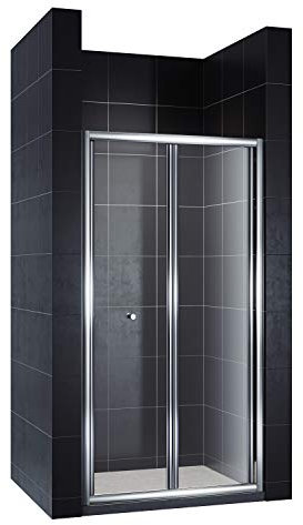 SONNI Porta Doccia Scorrevole a Libro 100x185cm Box Doccia 6mm Vetro Temperato Maniglia in Acciaio Inox